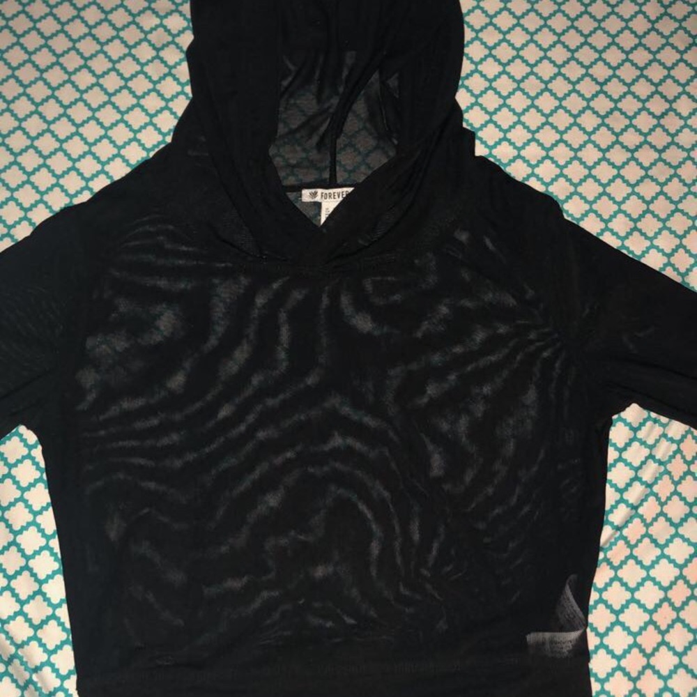 mesh cropped long sleeve workout hoodie